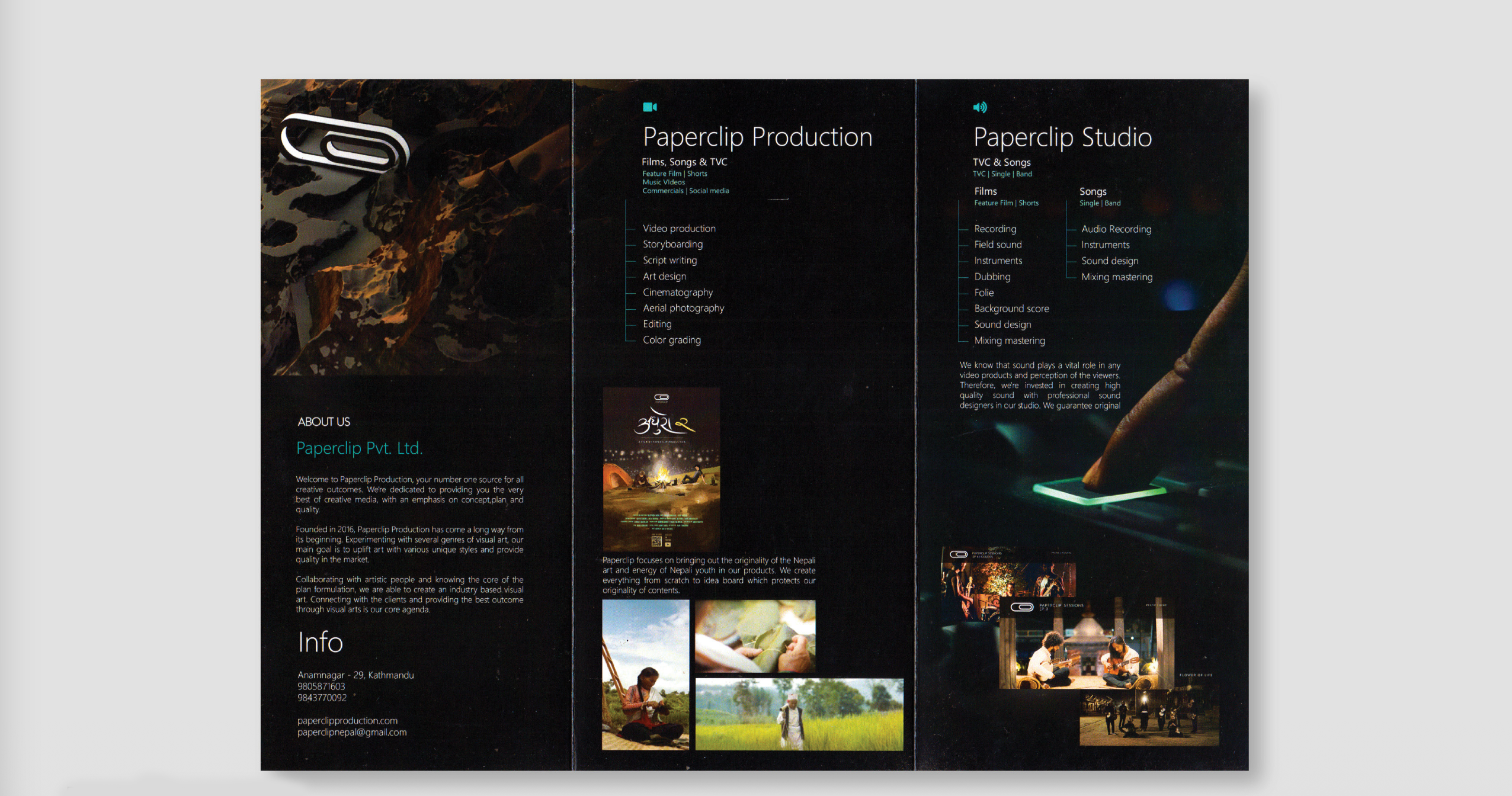 Paperclip trifold company brochure